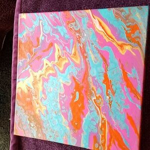 Abstract painting, pink blue